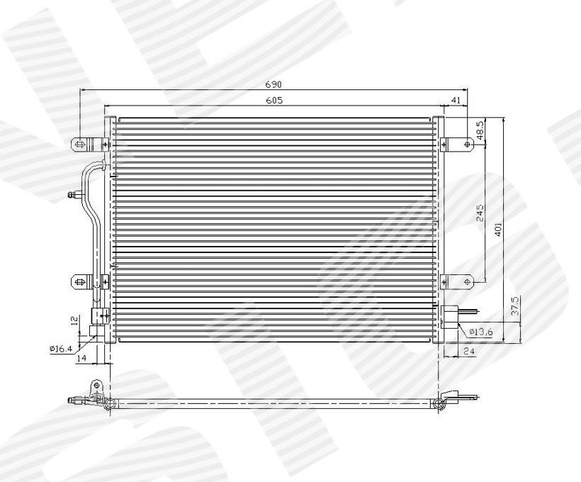 Радиатор кондиционера 1,6_1,8 TURBO_1,8 TFSI_1,9 TDI_2,0 FSI_2,0 TFSI_2,4_2,5 TDI