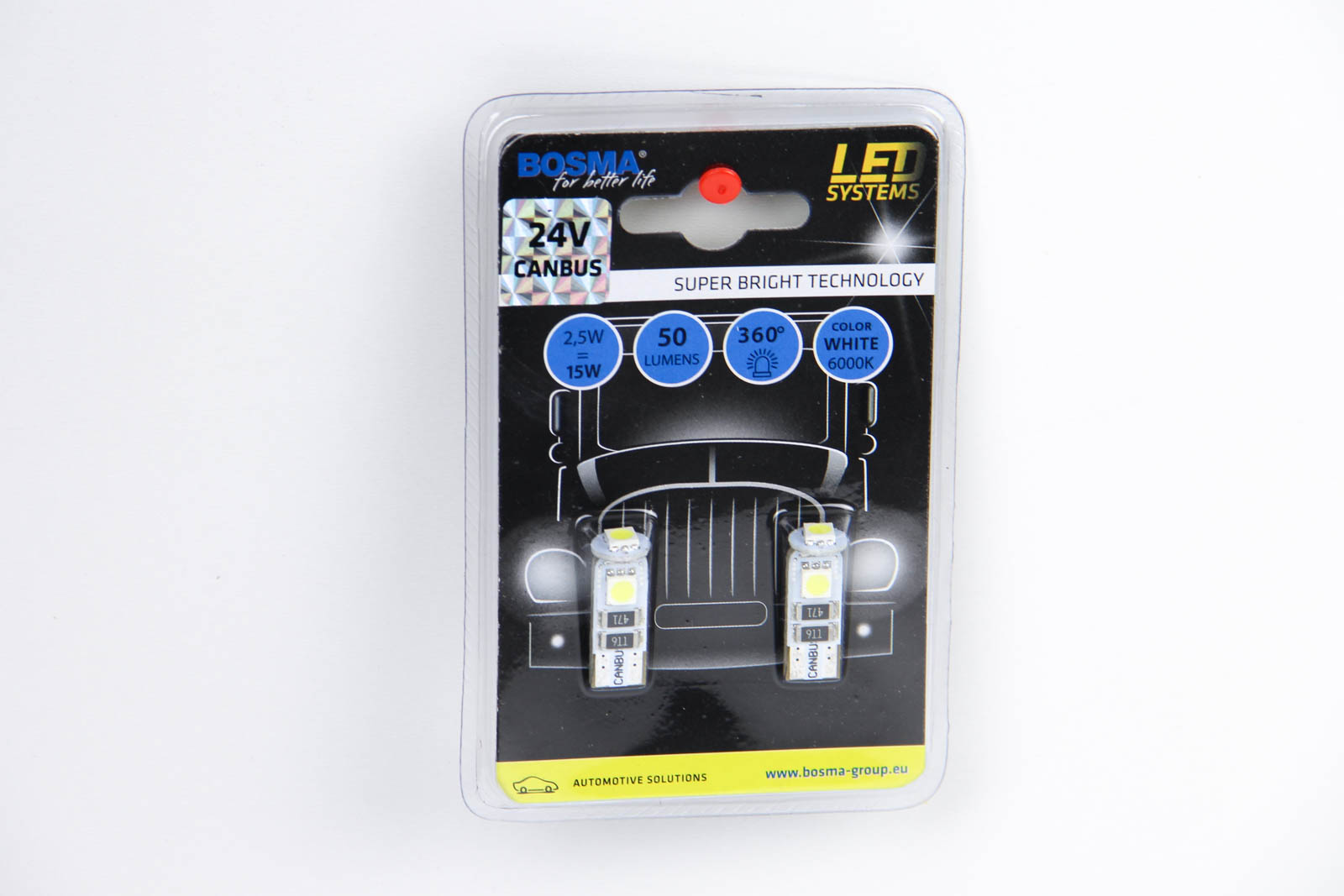 Автолампа T10 LED 24V 3XSMD 5050 LED WHITE DOUBLE POLARITY CANBUS (2 шт)